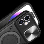 Til iPhone 12 6,1 tommer Kameraskyder Telefoncover Roterbar Stander PC + TPU Stødsikkert Cover