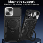 Til iPhone 12 6,1 tommer Kameraskyder Telefoncover Roterbar Stander PC + TPU Stødsikkert Cover