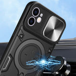 Til iPhone 12 6,1 tommer Kameraskyder Telefoncover Roterbar Stander PC + TPU Stødsikkert Cover