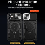Til iPhone 12 6,1 tommer Kameraskyder Telefoncover Roterbar Stander PC + TPU Stødsikkert Cover