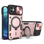Til iPhone 12 6,1 tommer Kameraskyder Telefoncover Roterbar Stander PC + TPU Stødsikkert Cover