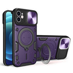 Til iPhone 12 6,1 tommer Kameraskyder Telefoncover Roterbar Stander PC + TPU Stødsikkert Cover