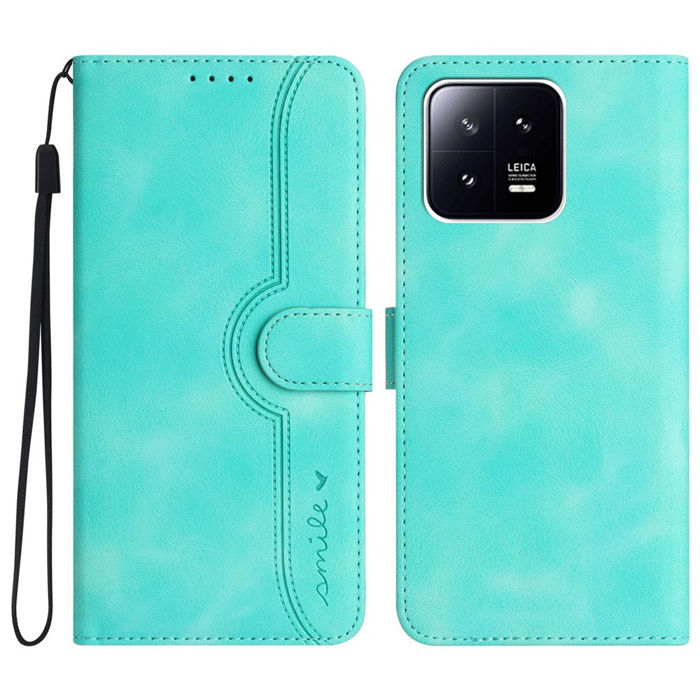 YX0030 PU-läderflipfodral till Xiaomi 13, stötsäkert plånboksfodral med präglat mönster och fallskyddande mobilskal