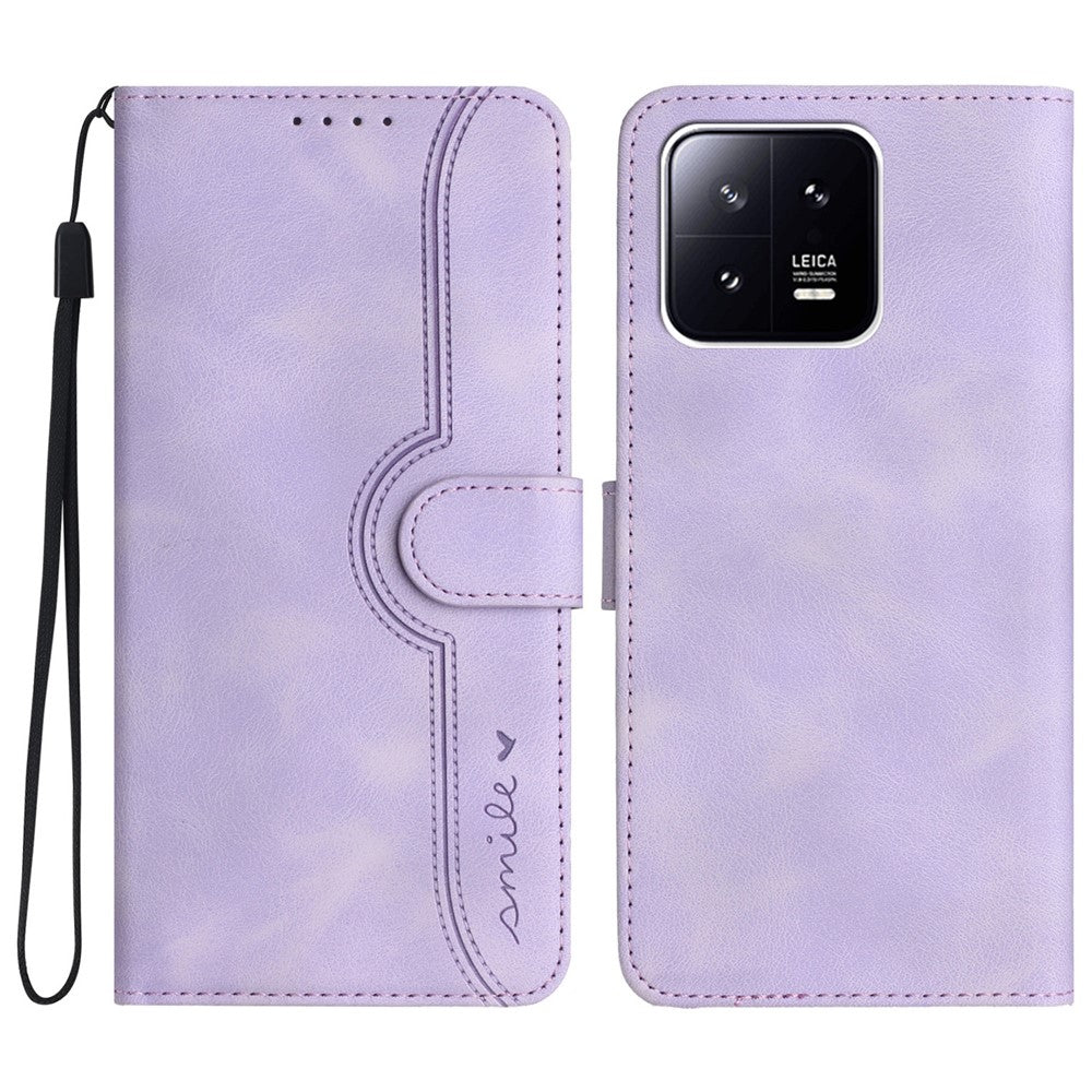 YX0030 PU-läderflipfodral till Xiaomi 13, stötsäkert plånboksfodral med präglat mönster och fallskyddande mobilskal