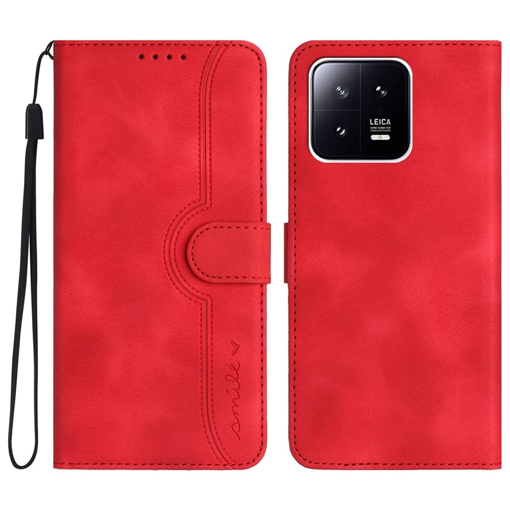 YX0030 PU-läderflipfodral till Xiaomi 13, stötsäkert plånboksfodral med präglat mönster och fallskyddande mobilskal