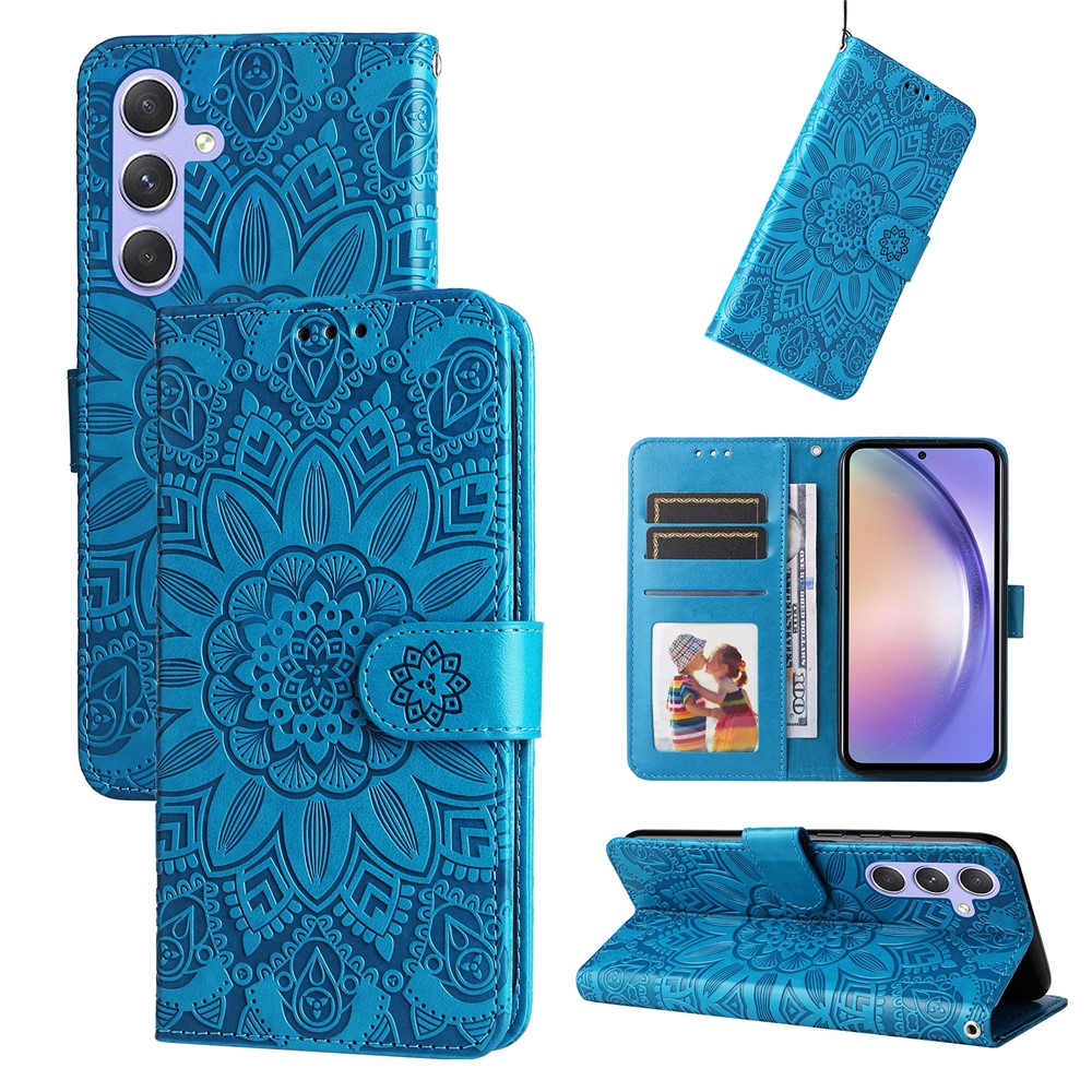 Samsung Galaxy M54 5G / F54 5G PU-läderfodral med stativ och solrostryck, plånboksfodral