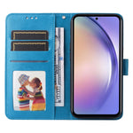 Samsung Galaxy M54 5G / F54 5G PU-läderfodral med stativ och solrostryck, plånboksfodral