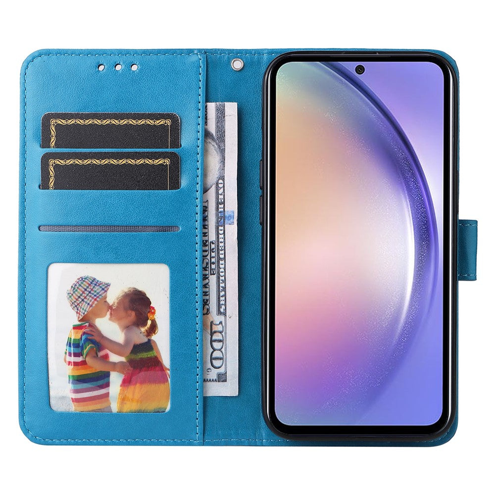 Samsung Galaxy M54 5G / F54 5G PU-läderfodral med stativ och solrostryck, plånboksfodral