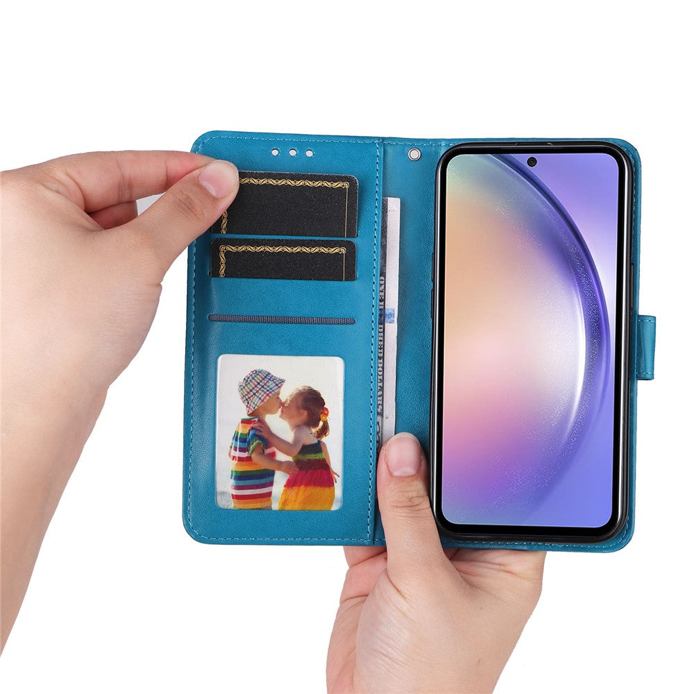 Samsung Galaxy M54 5G / F54 5G PU-läderfodral med stativ och solrostryck, plånboksfodral