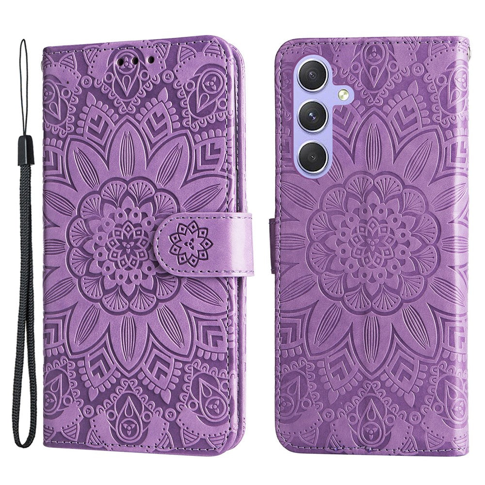 Samsung Galaxy M54 5G / F54 5G PU-läderfodral med stativ och solrostryck, plånboksfodral