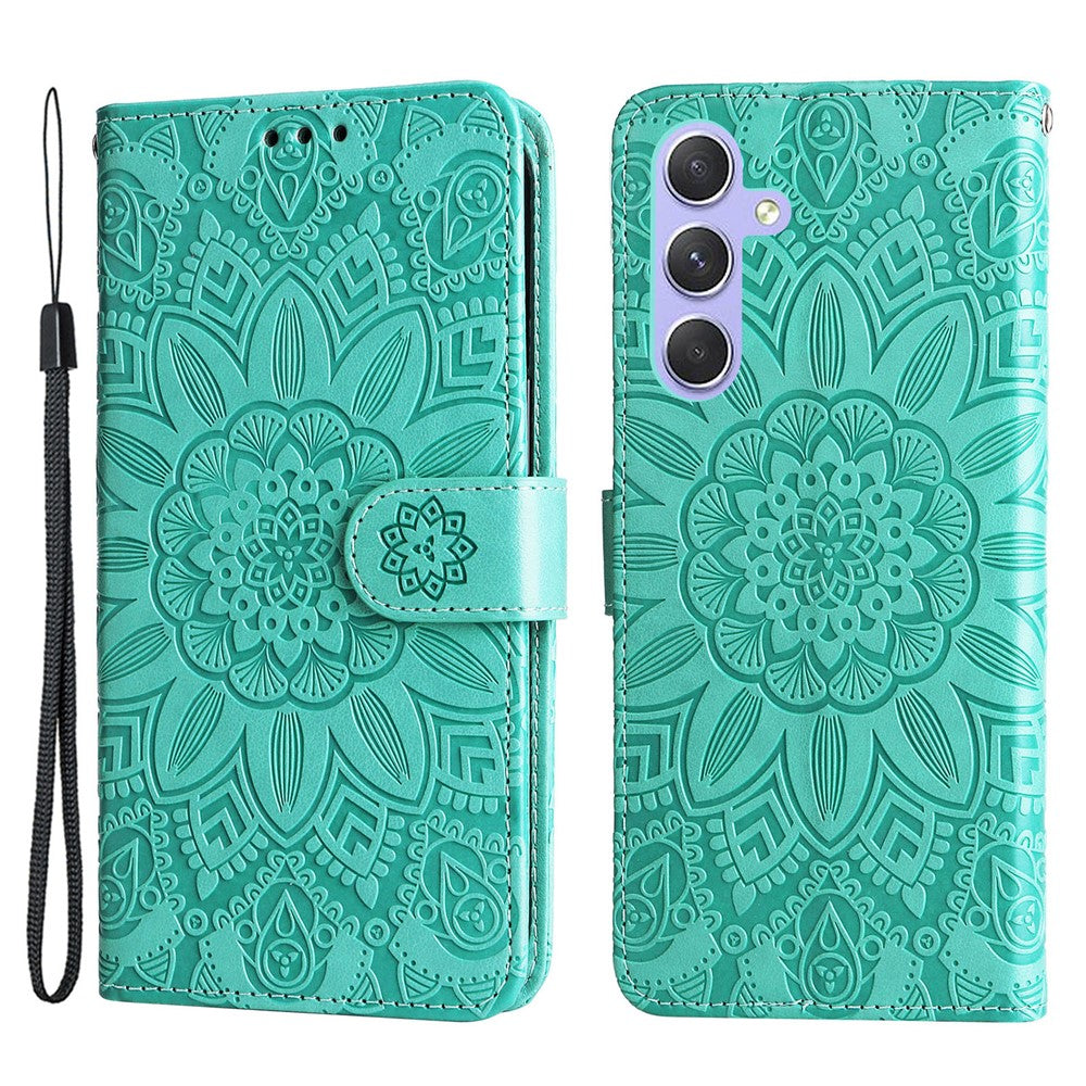Samsung Galaxy M54 5G / F54 5G PU-läderfodral med stativ och solrostryck, plånboksfodral