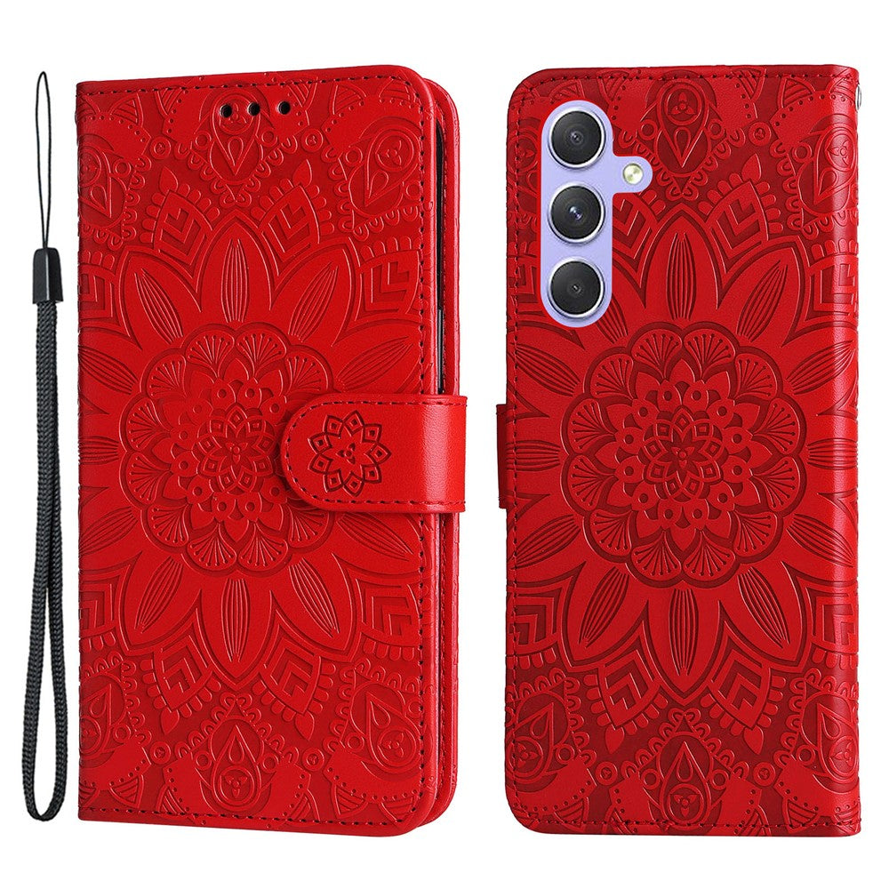 Samsung Galaxy M54 5G / F54 5G PU-läderfodral med stativ och solrostryck, plånboksfodral