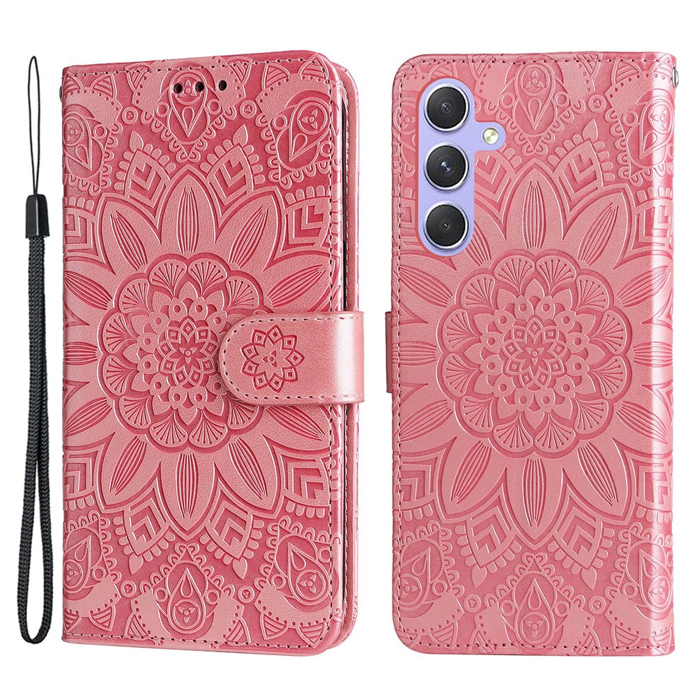 Samsung Galaxy M54 5G / F54 5G PU-läderfodral med stativ och solrostryck, plånboksfodral