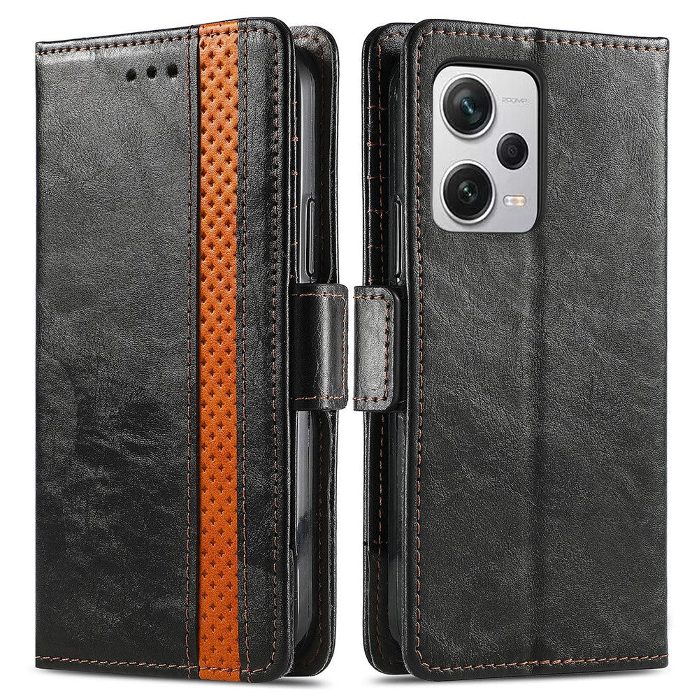 CASENEO 002 Series For Xiaomi Redmi Note 12 Pro+ 5G Splicing PU Leather Stand Cover Wallet RFID Blocking Phone Case