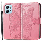 Xiaomi Redmi Note 12 4G PU-läderfodral med stativ, fjärilstryck, vikbart plånboksfodral