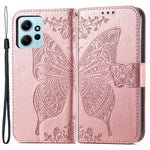 Xiaomi Redmi Note 12 4G PU-läderfodral med stativ, fjärilstryck, vikbart plånboksfodral