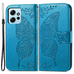 Xiaomi Redmi Note 12 4G PU-läderfodral med stativ, fjärilstryck, vikbart plånboksfodral