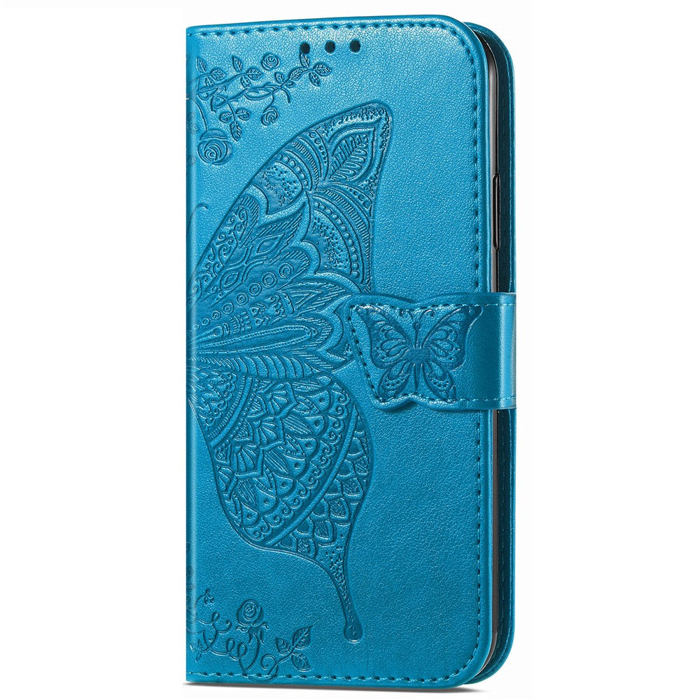 Xiaomi Redmi Note 12 4G PU-läderfodral med stativ, fjärilstryck, vikbart plånboksfodral