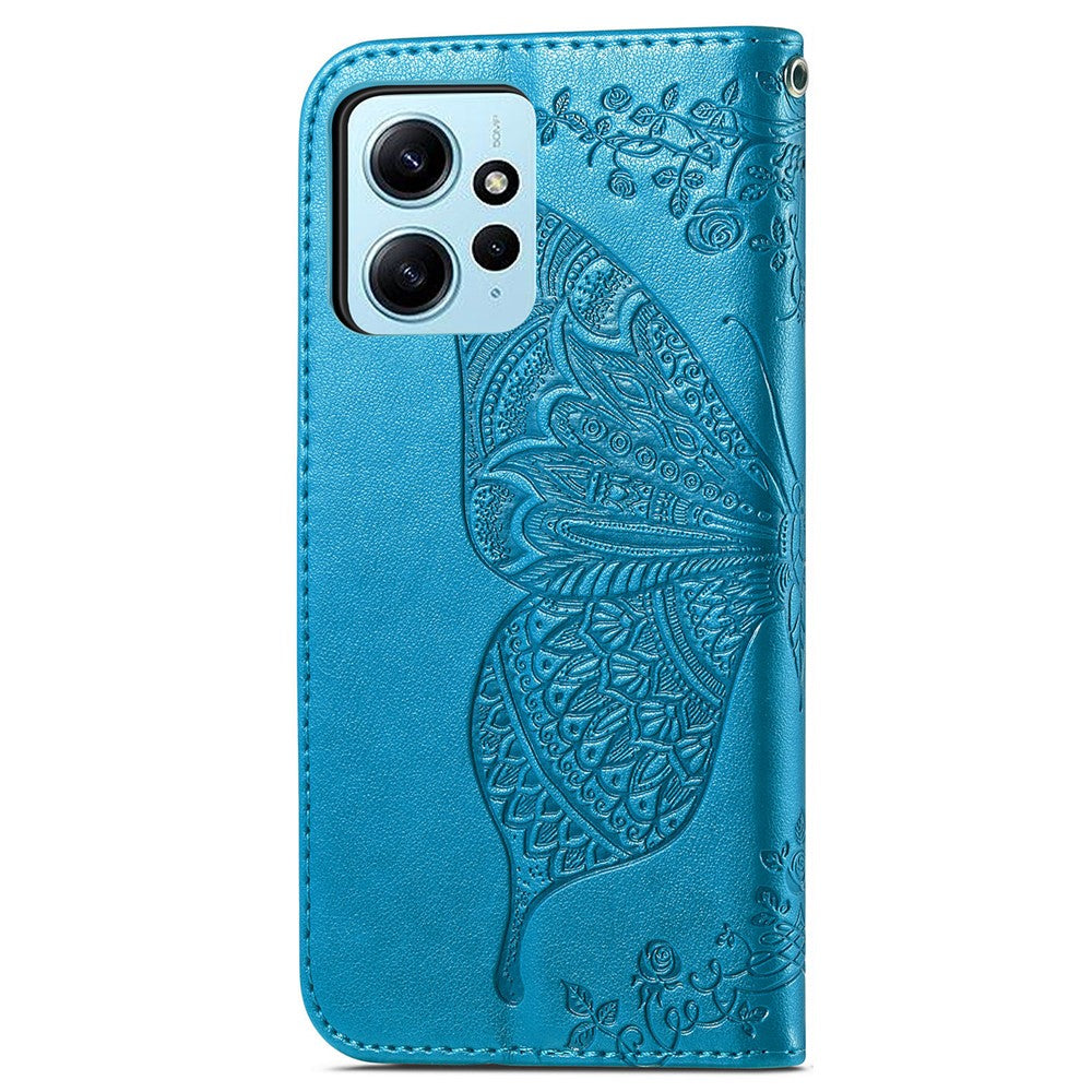 For Xiaomi Redmi Note 12 4G PU Leather Cover Stand Butterfly Imprinted Flip Wallet Phone Case
