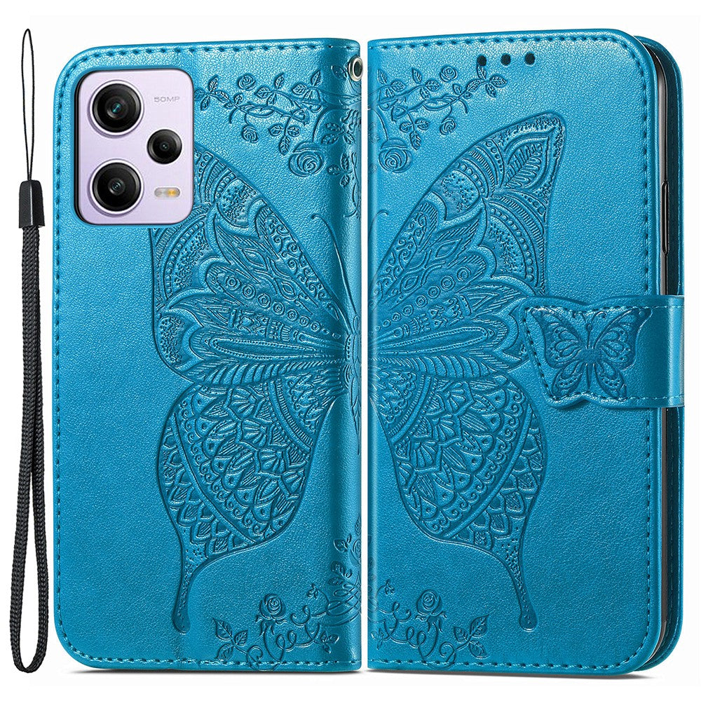 Flip Wallet Case for Xiaomi Redmi Note 12 Pro 5G / Note 12 Pro Speed 5G / Poco X5 Pro 5G , PU Leather Imprinting Butterfly Stand Phone Cover