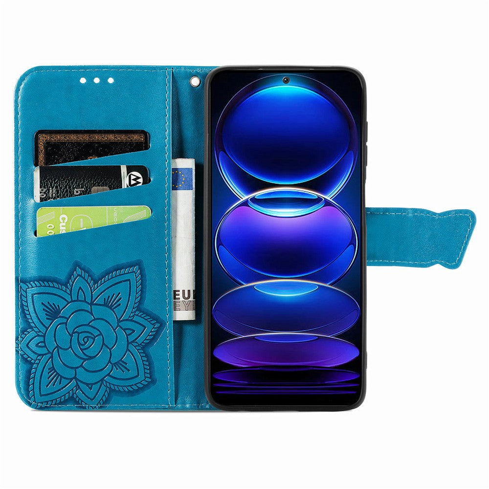 Flip Wallet Case for Xiaomi Redmi Note 12 Pro 5G / Note 12 Pro Speed 5G / Poco X5 Pro 5G , PU Leather Imprinting Butterfly Stand Phone Cover