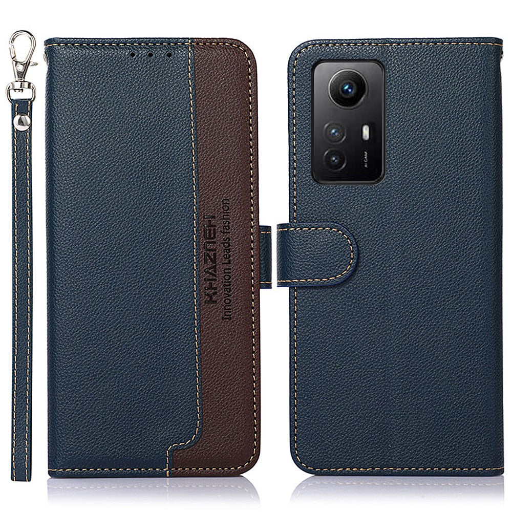 KHAZNEH Wallet Cover for Xiaomi Redmi Note 12S 4G Litchi Texture RFID Blocking Leather Phone Stand Case