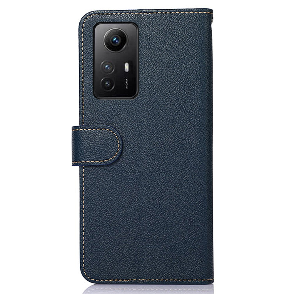 KHAZNEH Wallet Cover for Xiaomi Redmi Note 12S 4G Litchi Texture RFID Blocking Leather Phone Stand Case