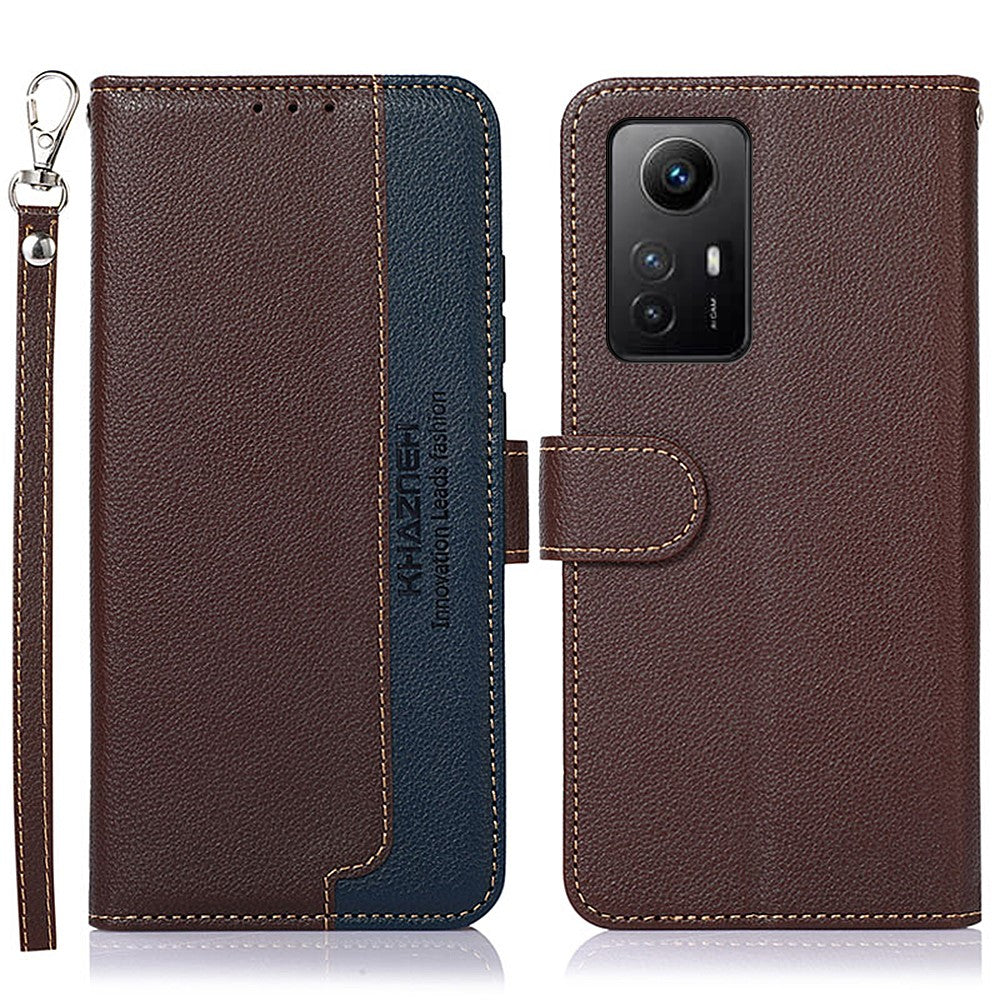 KHAZNEH Plånboksfodral för Xiaomi Redmi Note 12S 4G Litchitextur RFID-blockerande läderfodral för mobil