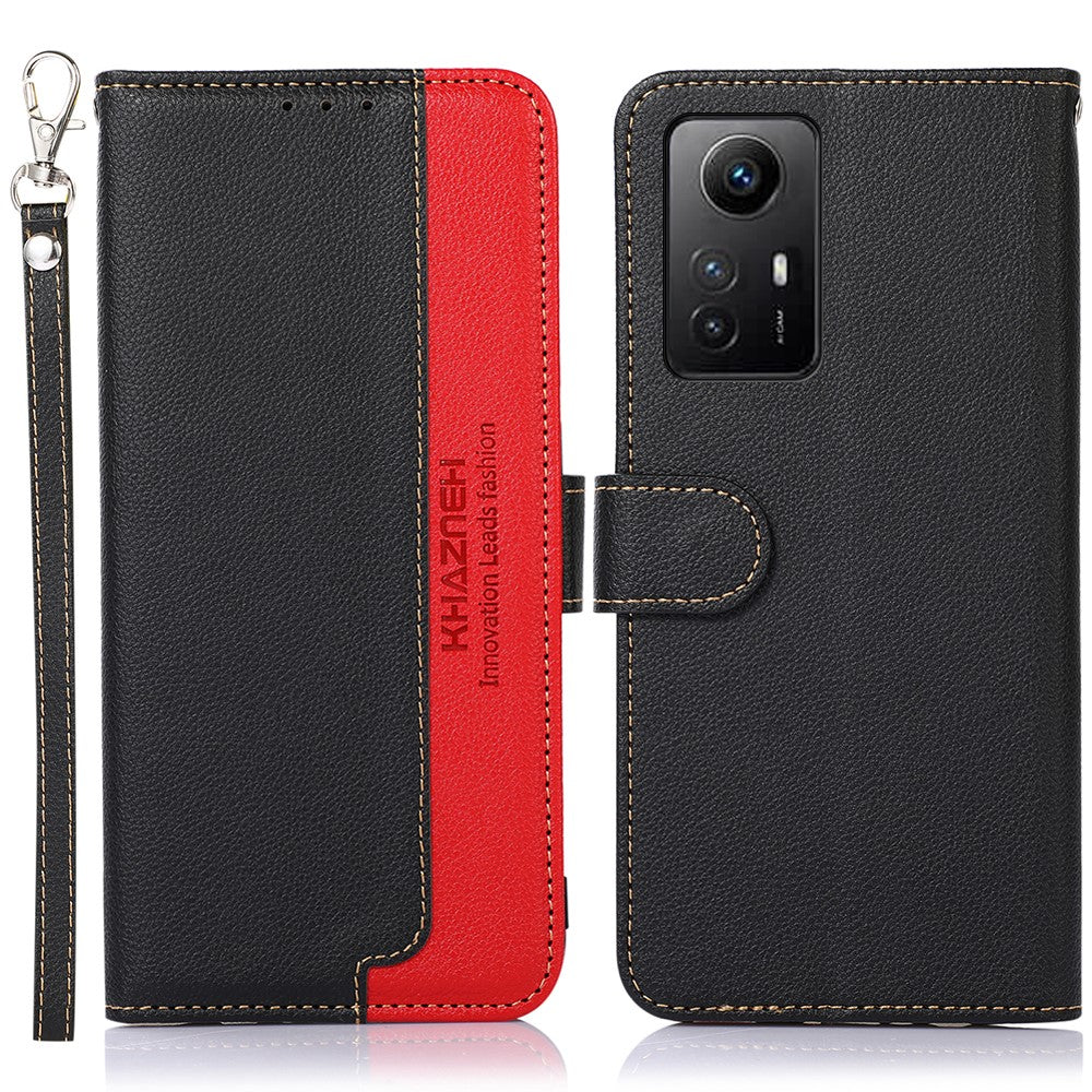 KHAZNEH Plånboksfodral för Xiaomi Redmi Note 12S 4G Litchitextur RFID-blockerande läderfodral för mobil