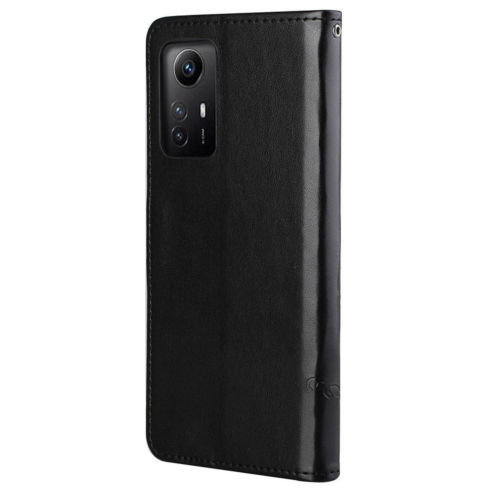 Läderfodral för Xiaomi Redmi Note 12S 4G med flip-on-skal, plånbok och fjärilsblomma