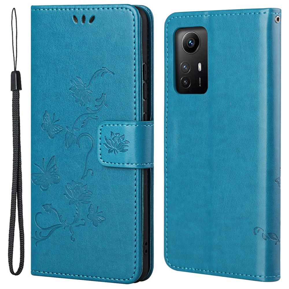 Läderfodral för Xiaomi Redmi Note 12S 4G med flip-on-skal, plånbok och fjärilsblomma
