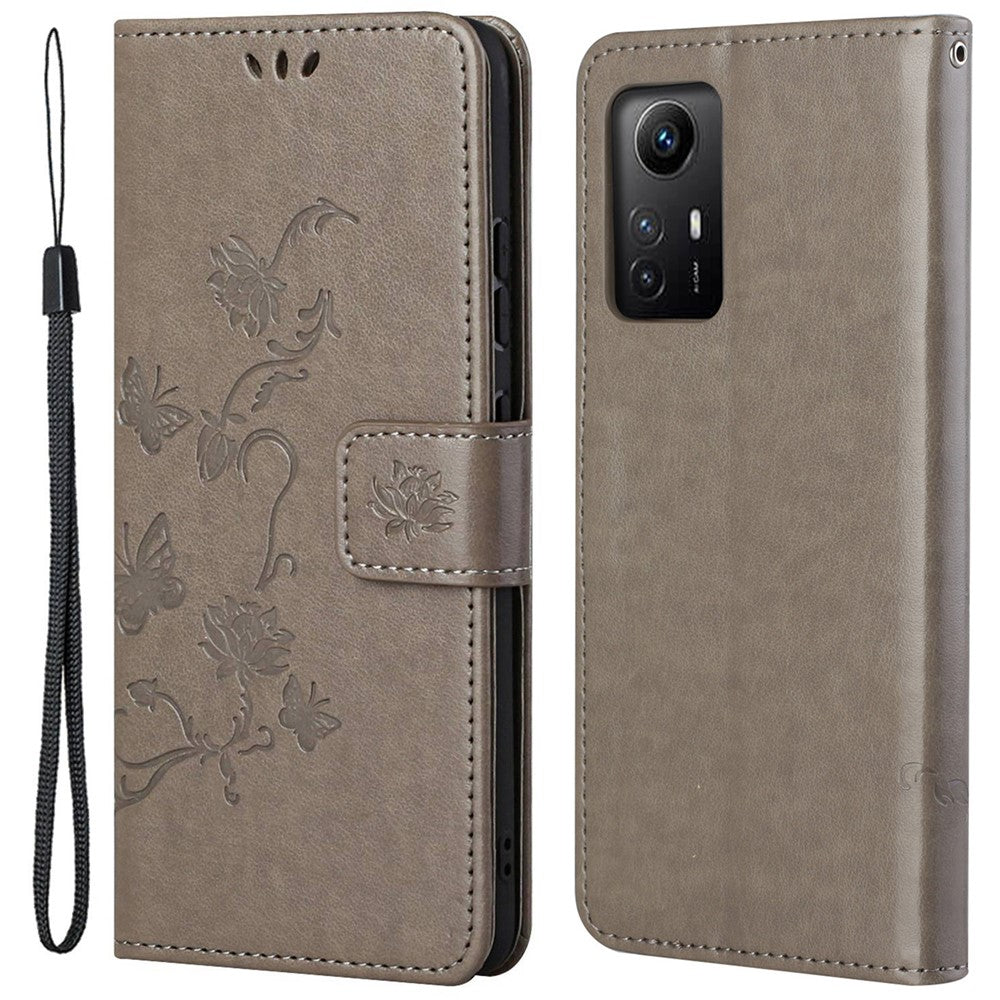 Läderfodral för Xiaomi Redmi Note 12S 4G med flip-on-skal, plånbok och fjärilsblomma