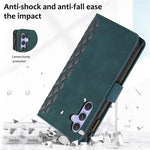 Samsung Galaxy A54 5G-lædermobilcover med lynlås, 9 kortlommer, rombemønster, pungetui