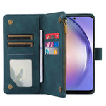 Samsung Galaxy A54 5G-lædermobilcover med lynlås, 9 kortlommer, rombemønster, pungetui
