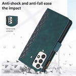 Samsung Galaxy A13 5G / A13 4G plånboksfodral i PU-läder med dragkedja, 9 kortfack, rombmönster och stativ
