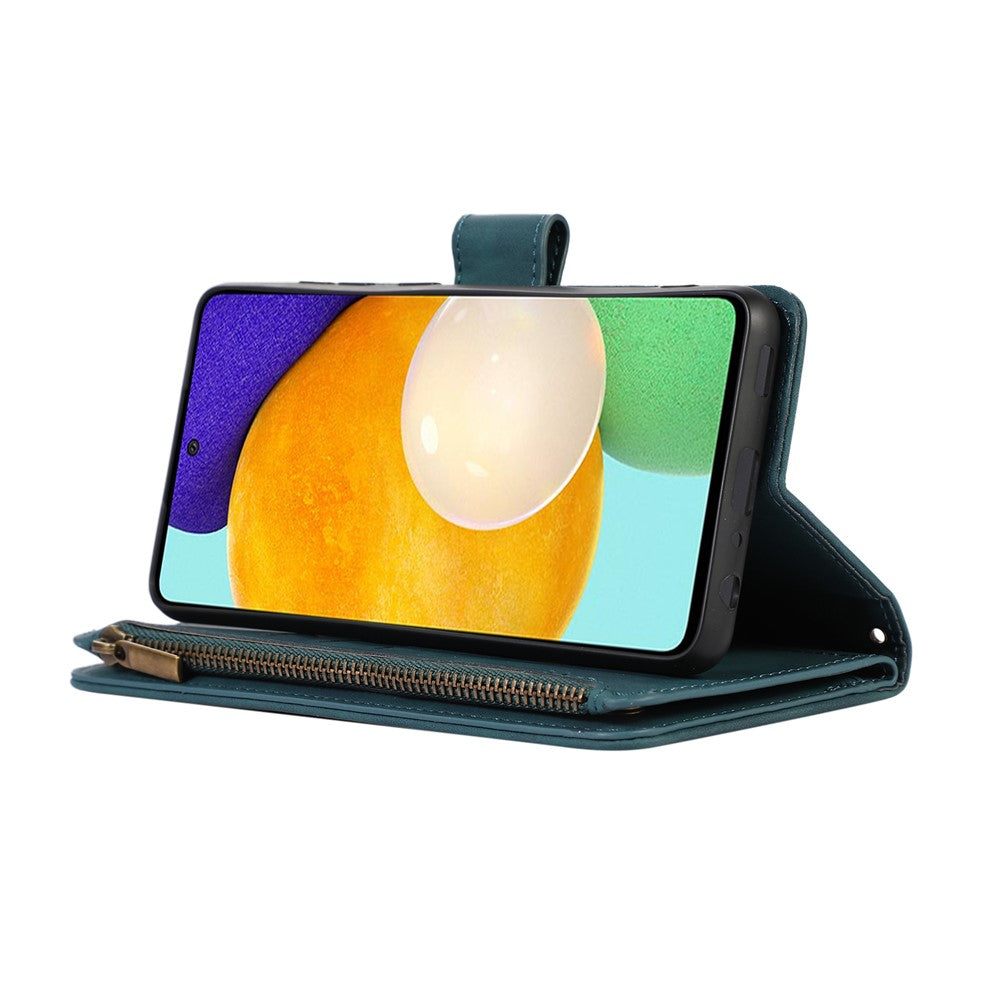 Til Samsung Galaxy A32 5G / M32 5G Rhombus Design Lynlåslomme Læder Telefonetui 9 Kortlommer Pung Stativ Cover