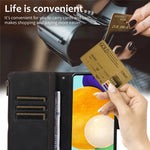 For Samsung Galaxy A32 4G (EU Version) Rhombus Imprint Zipper Pocket Wallet Phone Case Leather Card Holder Stand Cover