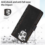 For iPhone 12 Pro Max 6.7 inch Leather Wallet Card Holder Phone Case Rhombus Imprinted Stand Cover with Zipper Pocket