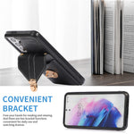 Card Holder Case for Samsung Galaxy S22+ 5G Kickstand PU Leather+TPU Phone Cover with Shoulder Strap