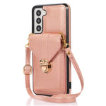 Card Holder Case for Samsung Galaxy S22+ 5G Kickstand PU Leather+TPU Phone Cover with Shoulder Strap