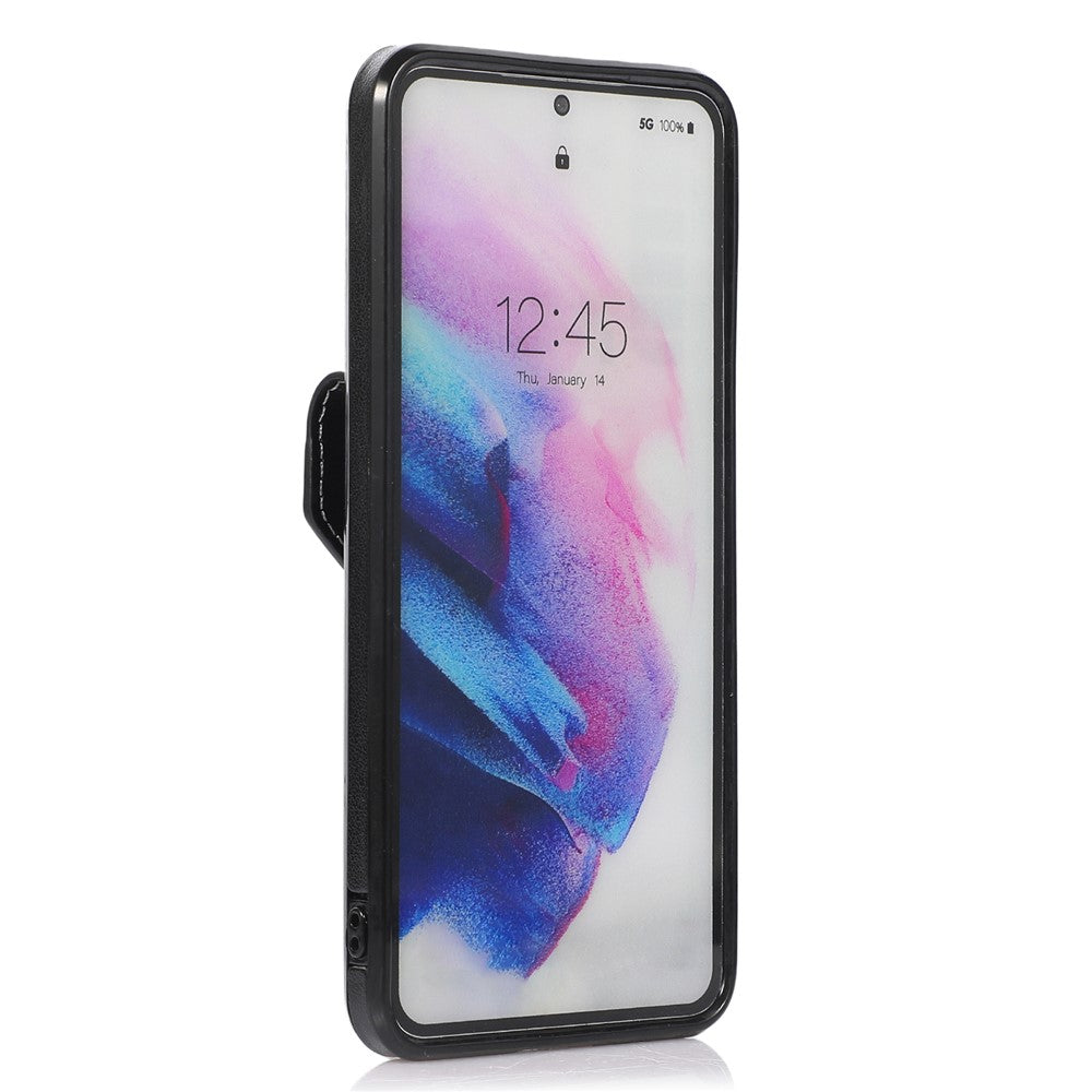For Samsung Galaxy S21 4G / 5G Card Holder Drop-proof Case Kickstand PU Leather+TPU Phone Cover