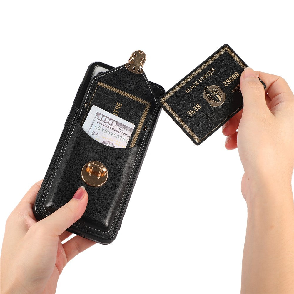For Samsung Galaxy S21 4G / 5G Card Holder Drop-proof Case Kickstand PU Leather+TPU Phone Cover