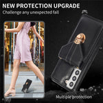 For Samsung Galaxy S21 4G / 5G Card Holder Drop-proof Case Kickstand PU Leather+TPU Phone Cover