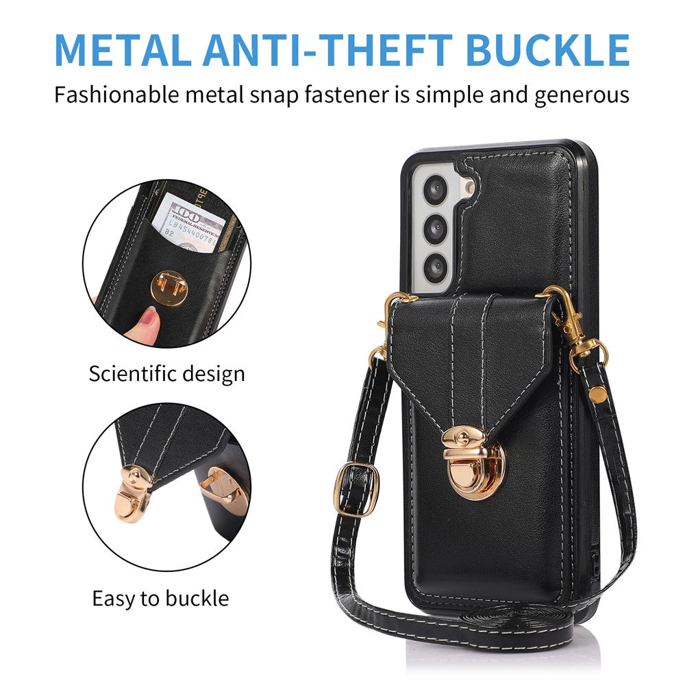 For Samsung Galaxy S21 4G / 5G Card Holder Drop-proof Case Kickstand PU Leather+TPU Phone Cover