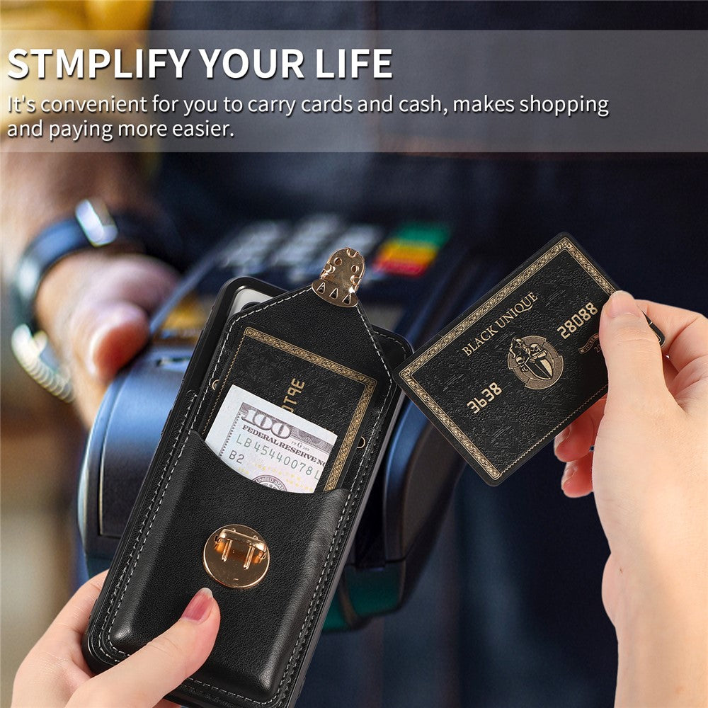 For Samsung Galaxy S21 4G / 5G Card Holder Drop-proof Case Kickstand PU Leather+TPU Phone Cover