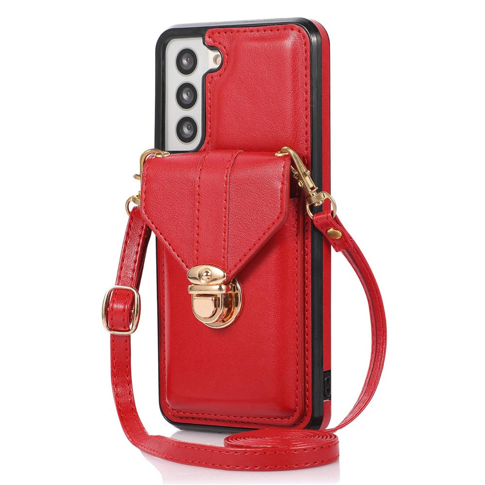For Samsung Galaxy S21 4G / 5G Card Holder Drop-proof Case Kickstand PU Leather+TPU Phone Cover