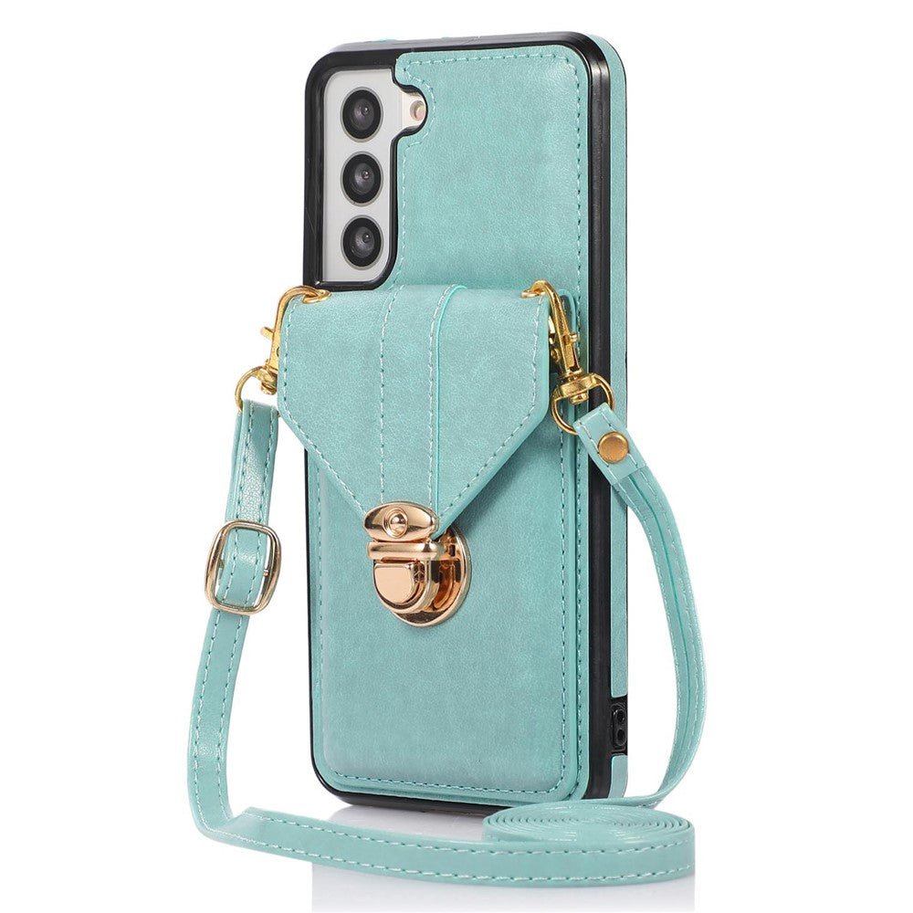 For Samsung Galaxy S21 4G / 5G Card Holder Drop-proof Case Kickstand PU Leather+TPU Phone Cover