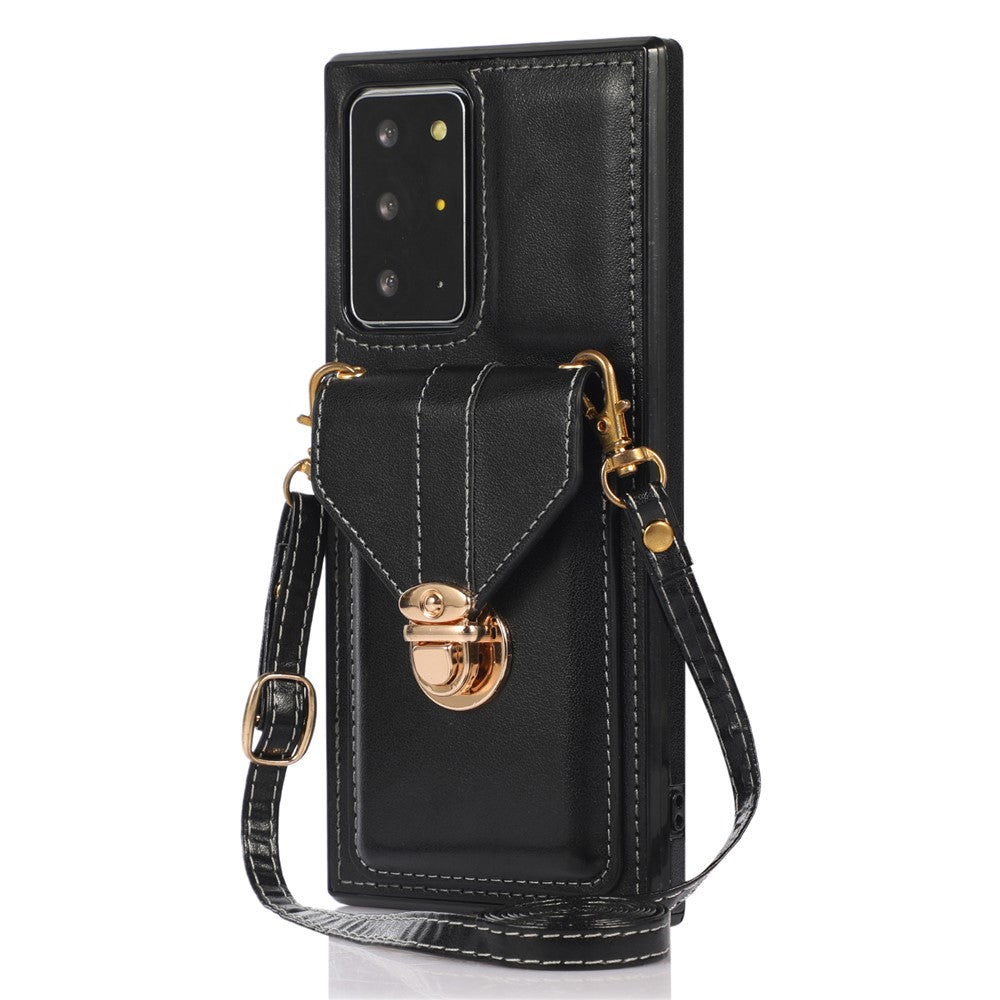 Bagcover til Samsung Galaxy Note20 Ultra / Note20 Ultra 5G Kortlomme PU Læder+TPU Telefoncover med Stander