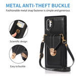 For Samsung Galaxy Note 10 Plus 5G Card Holder Back Case PU Leather+TPU Phone Cover with Kickstand