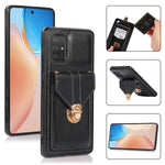 Til Samsung Galaxy A71 5G SM-A716 kortholder-cover i PU-læder+TPU bagside med støttefod til telefon
